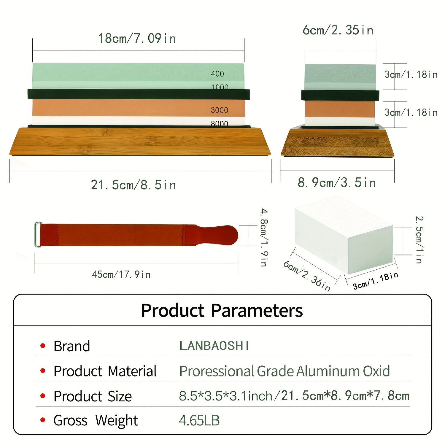 9PCS Knife Sharpening Stones, UUP Whetstone Sharpener Kit with Premium 4  Sides 400/1000 3000/8000 Grit Wet Stone Set, Leather Strop, Angle Guide