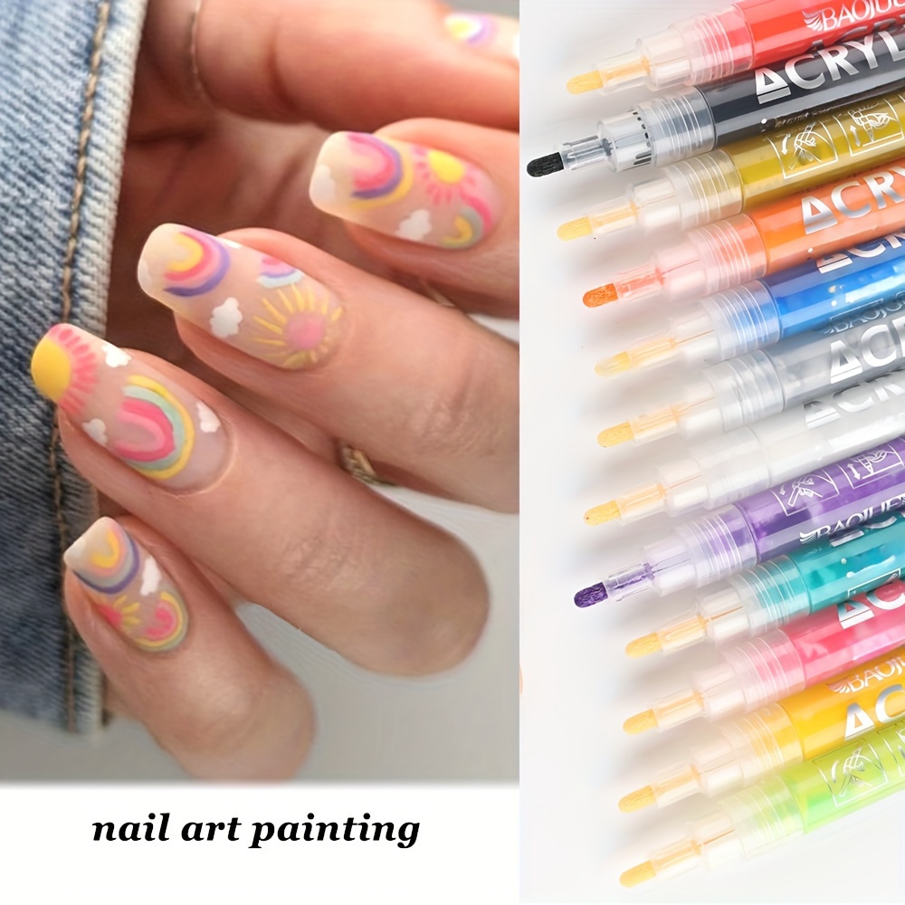 24/36 Colors Nail Art Graffiti Pens Waterproof Drawing Set - Temu