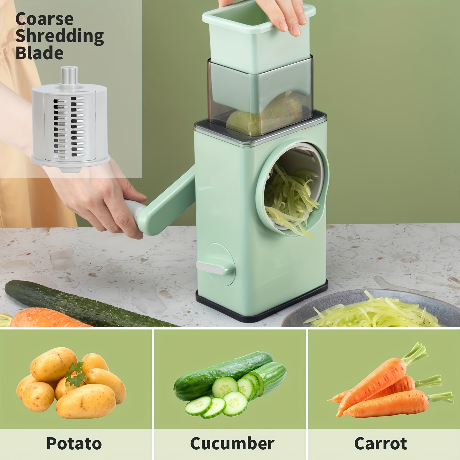Rotating Multifunctional Shredder Home Kitchen Portable Vegetable Fruit  Slicer Cutter Cucumber Potato Carrot Grater