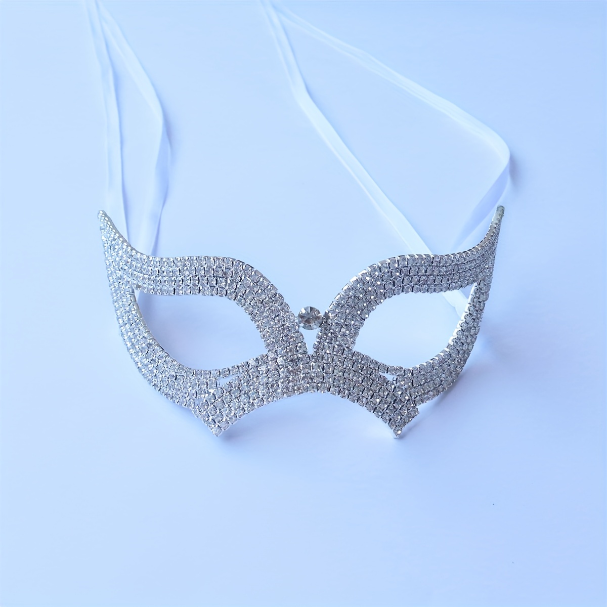 Plated Silver Rhinestone Mask Stylish Makeup Party - Temu Australia