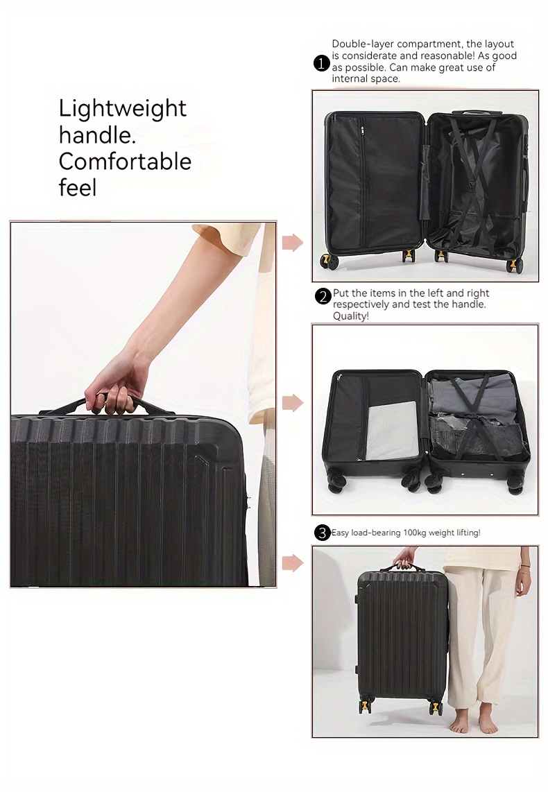 1pc durable luggage box solid color travel trolley case lightweight travel suitcase details 5