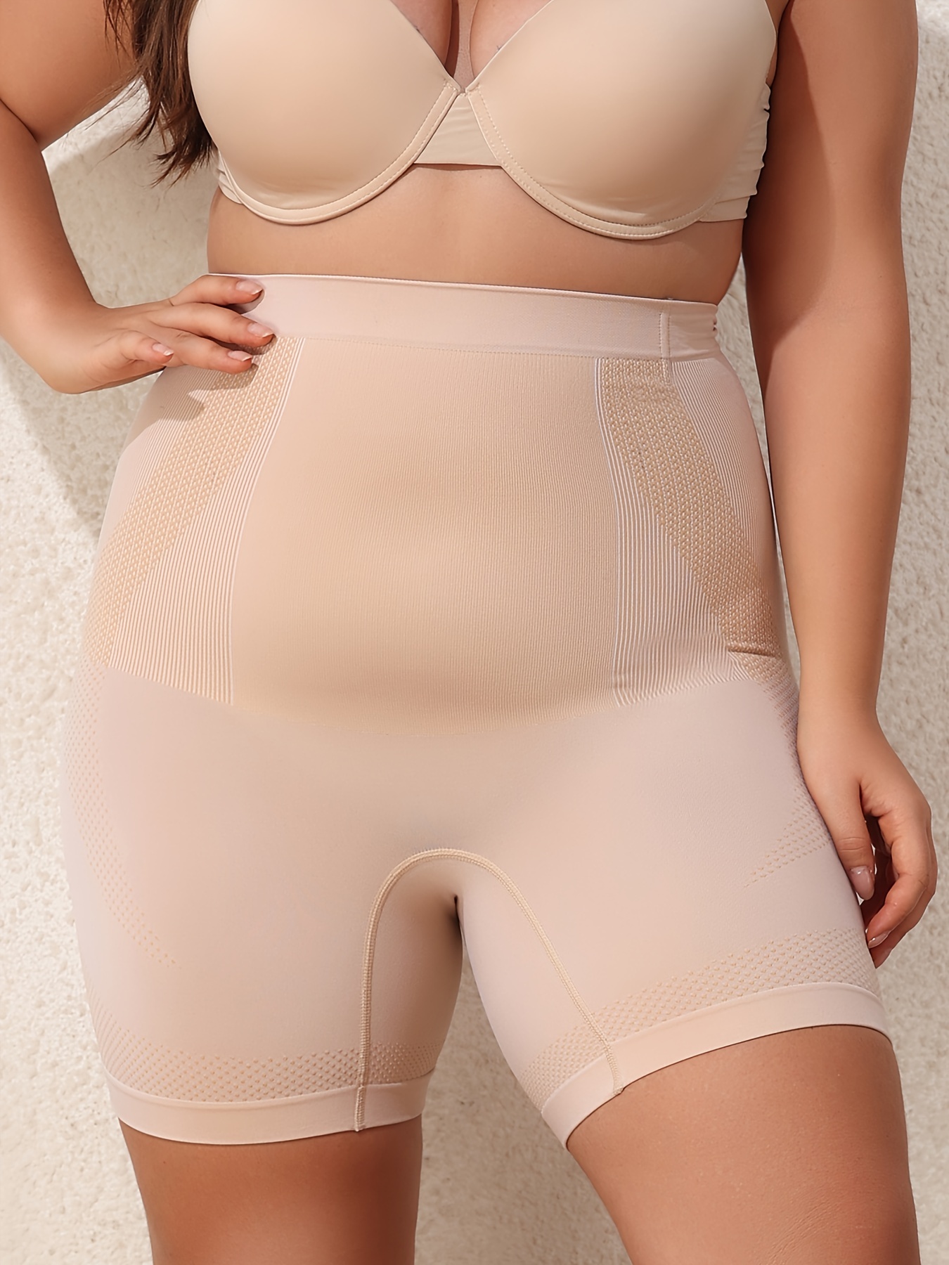 Women's Sports Shapewear Bottoms, Plus Size Solid Wide Waistband High *  Tummy Control Slimming Shorts