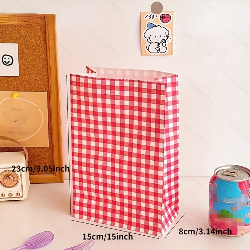 Cute Little Bear Colorful Plaid Kraft Paper Bag Gift - Temu