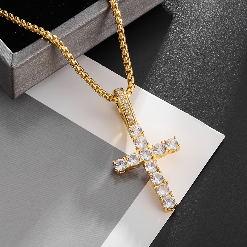 Fashionable Exquisite Full Zircon Crystal Heart shaped Cross - Temu Canada