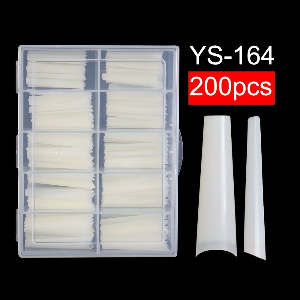 TEMU 200/500pcs Xxl Non Straight Length Transparent Salon False Nail Tips Half Cover Fake Artificial Nail Tips