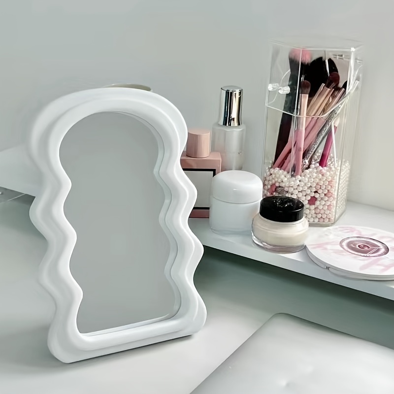 Irregular Wavy Desktop Makeup Mirror Aesthetic Simple Style - Temu