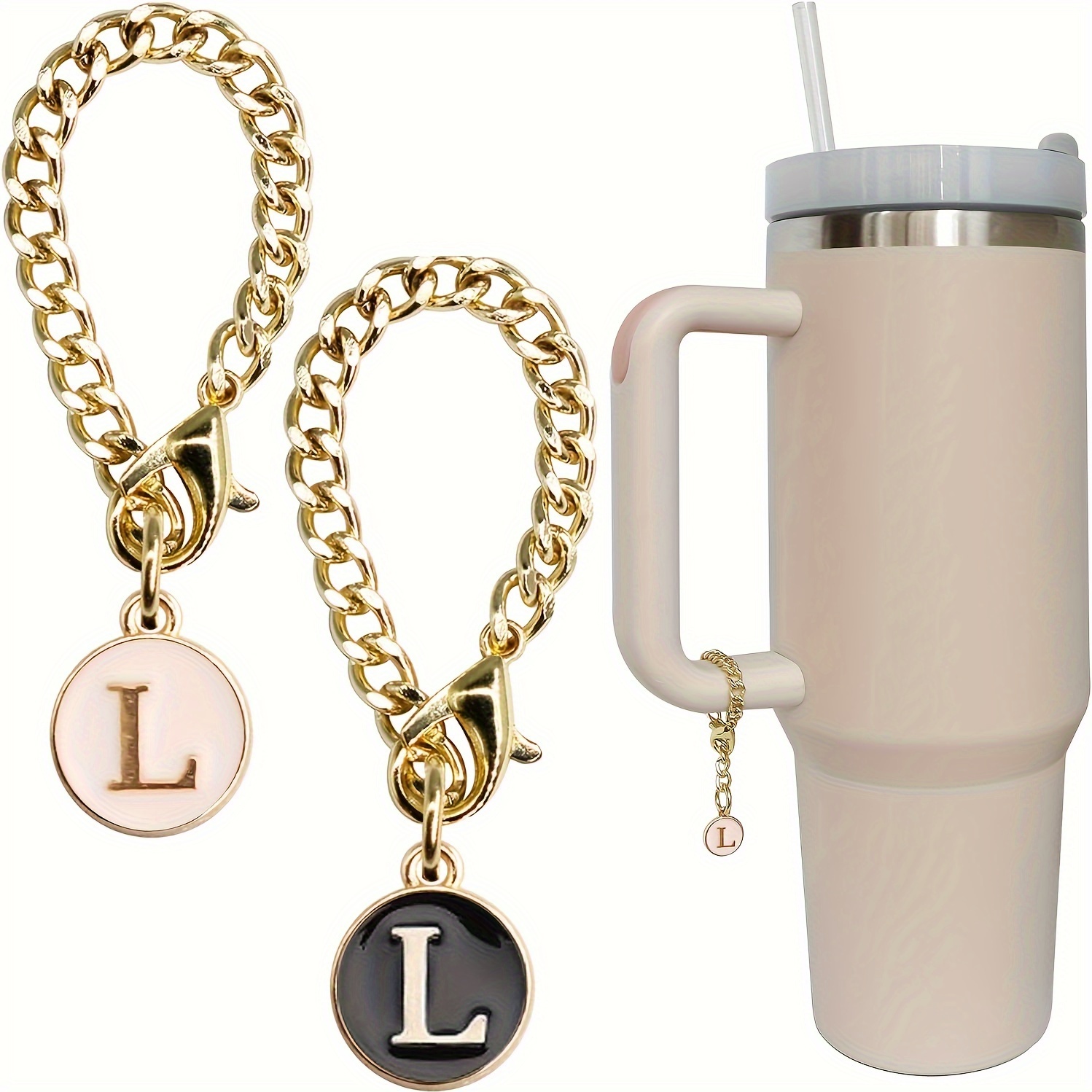 1pc ID Initial Letter Charm for Water Cup Handle, Cup Identification Decoration Accessories,Temu