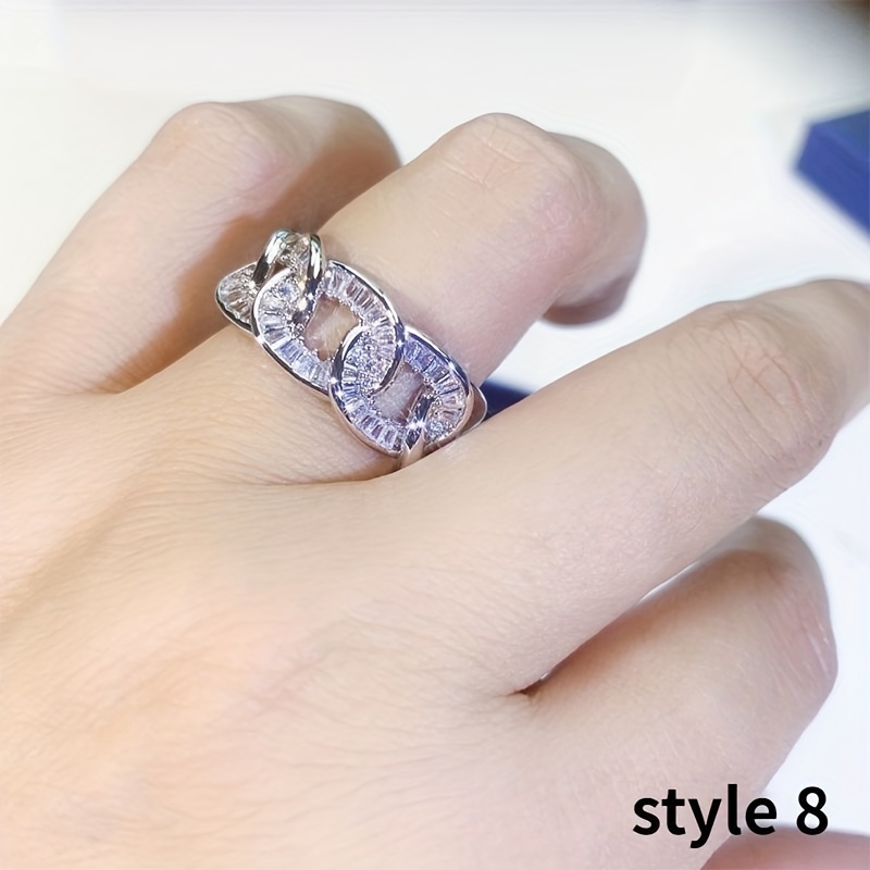 Men's Copper Zircon Ring Couple Cuff Ring