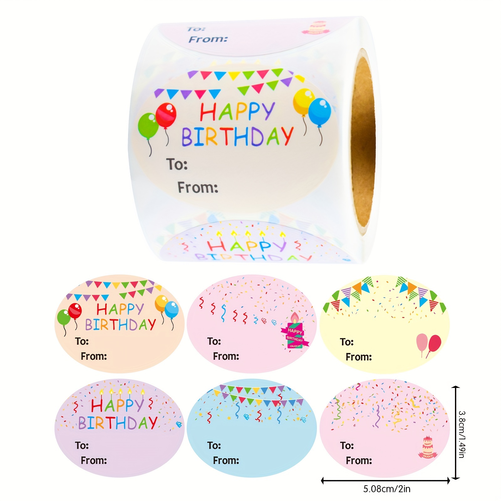 Image of 300pcs Of 1.5in*2in Oval Birthday Gift Tags, Christmas Gift Labels, Holiday Birthday Stickers, And Decorative Gift Stickers