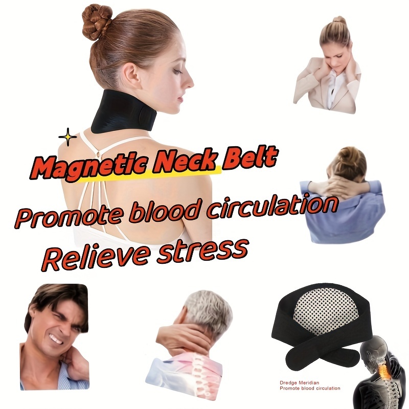 Self-heating Tourmaline Neck Magnetic Support Belt, Black Protect Band, Neck  Support Massage Belt - Temu