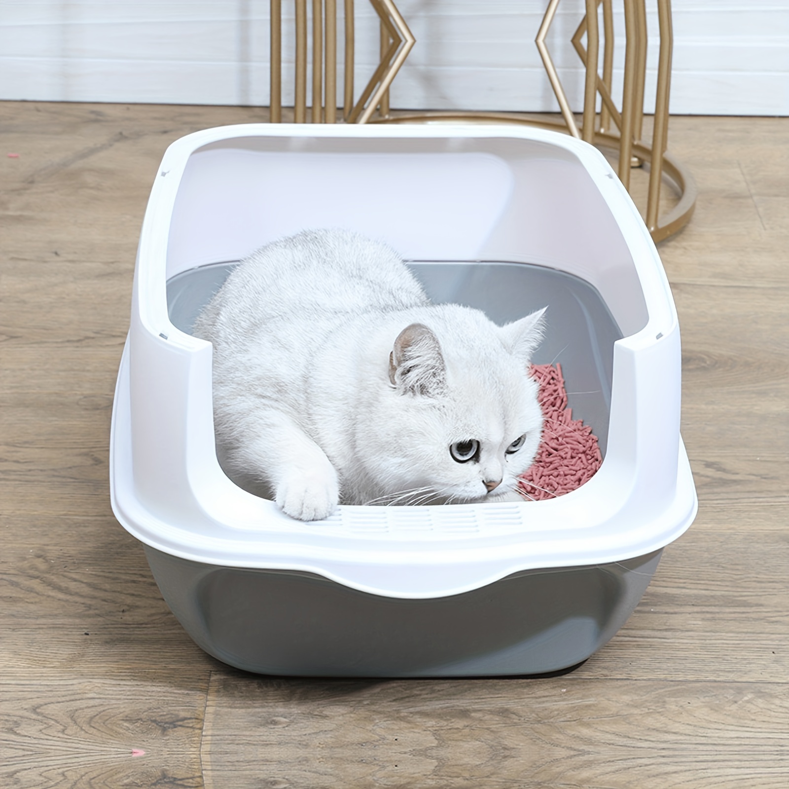 קופסת חול לחתולים עם מכסה, אספקת מקלחת קלה ומניעת זרימה, מתאים לחתולים קטנים ובינוניים