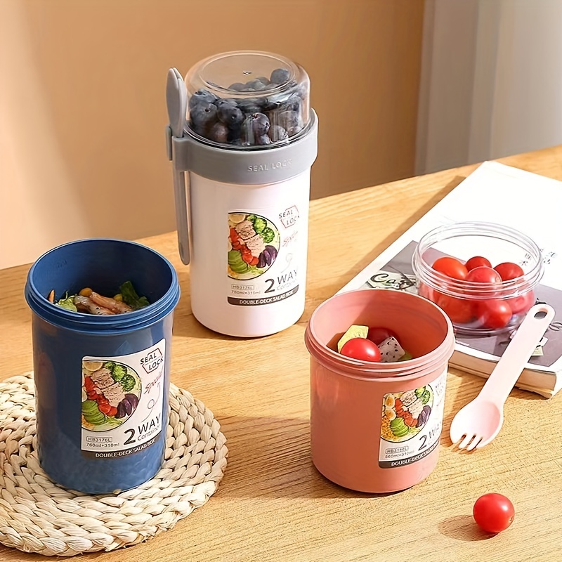 Portable Salad Cup Breakfast Salad Bowl With Fork School - Temu