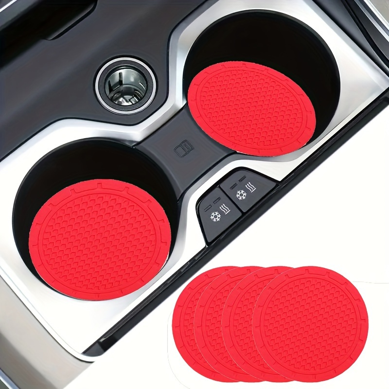 4PCS Red Soft Silicone Inner Car Cup Holder Coaster Ornaments