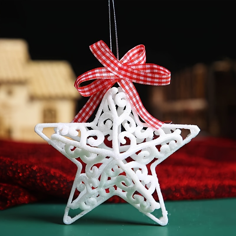 Plastic Christmas Pendant White Mini Snowflake Angel Winges Elks