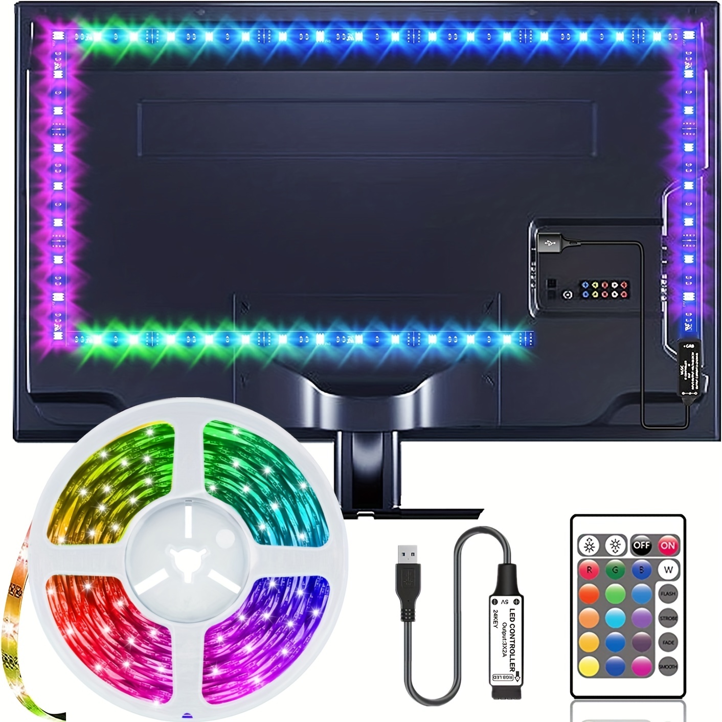 DUGROS Tira de luces LED RGB de 120LED/m, 5050, 220V, control remoto táctil  RF, superbrillante, doble fila, impermeable, cinta flexible, decoración del  hogar (Color : Only 220V LED Strip, Size : 15m) 