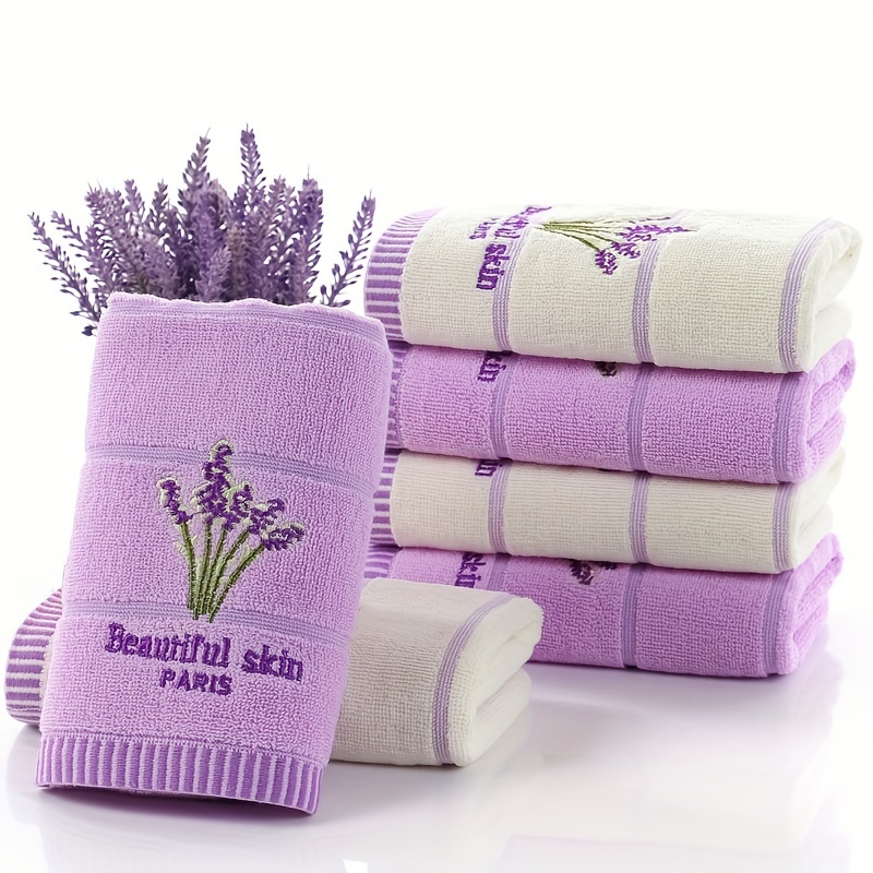 Lavender Embroidered Hand Towel