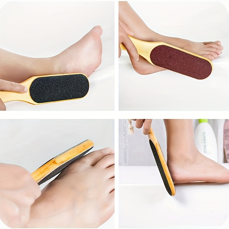 Pedicure tools for feet double sided wooden foot scrubber to remove dead  skin, callus, cracked heels