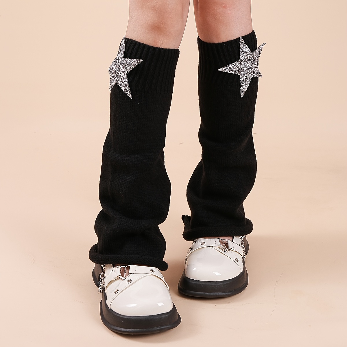 Star Pattern Fashionable Knit Flare Leg Warmers, Women's Stockings & Hosiery