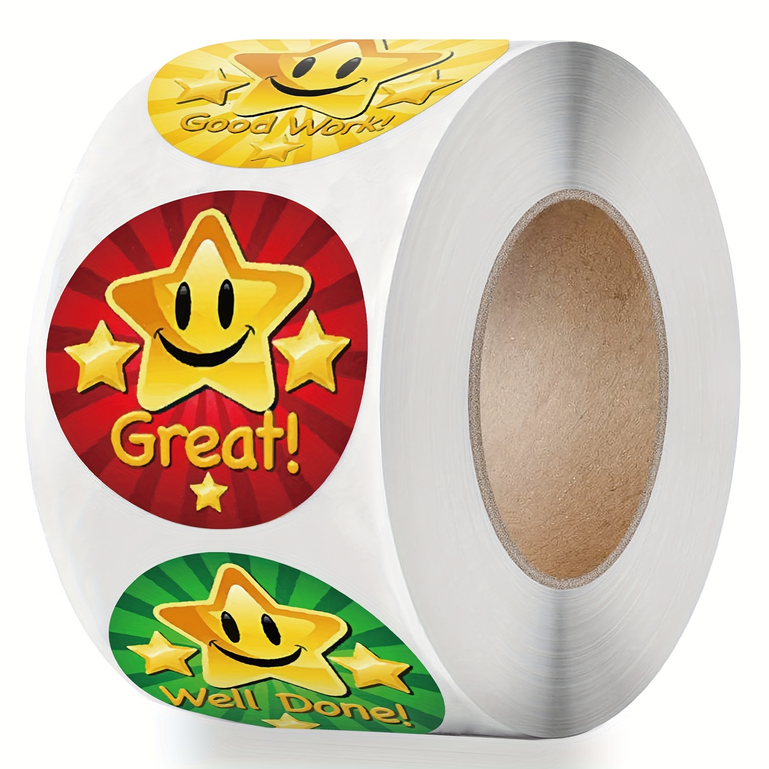 500pcs/Roll Good Job Stickers 1 Inch Cartoon Animal Rainbow Star Reward  Adhesive Tape for Office