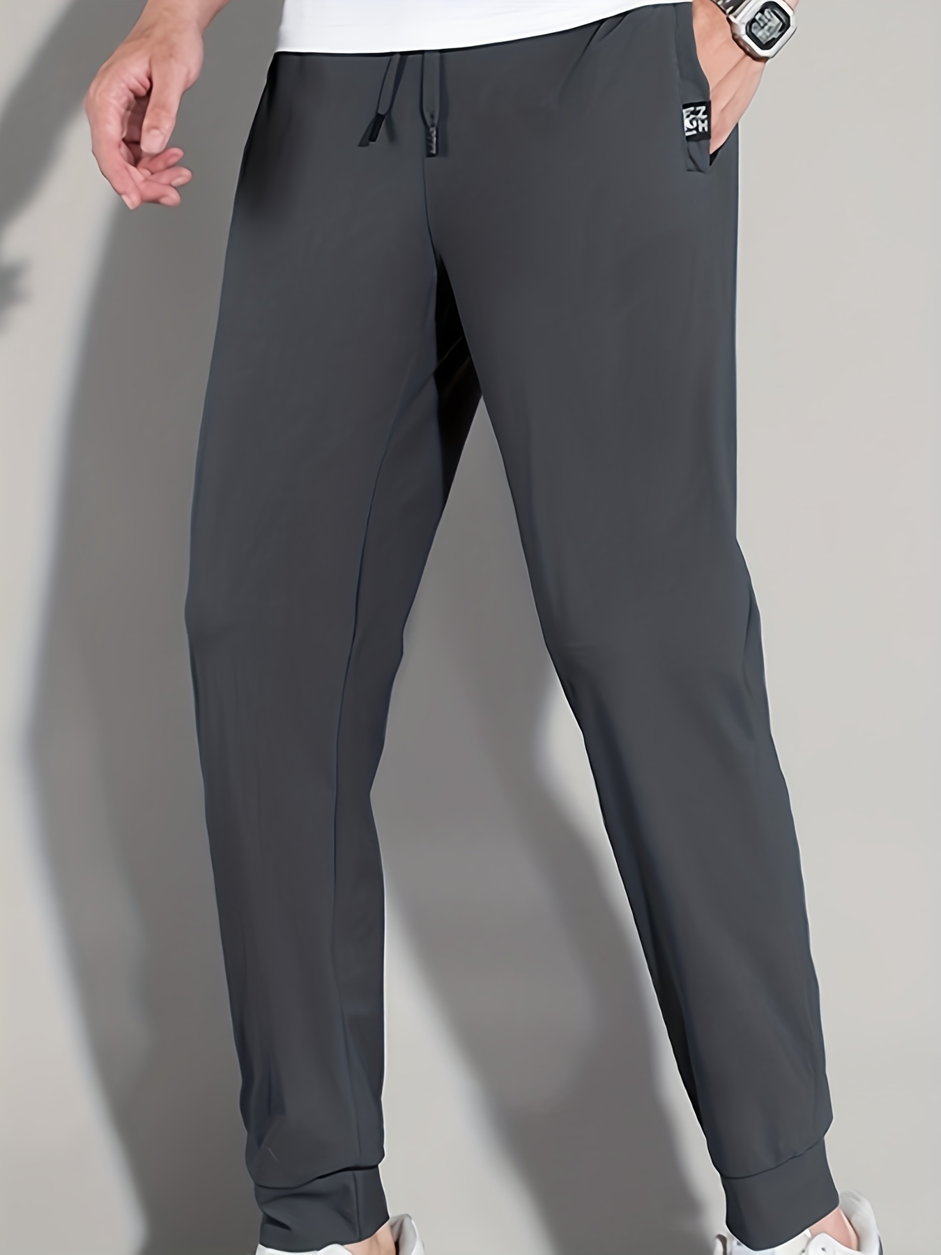 Pantalones de chándal CUNYI para hombre con bolsillos con cremallera,  ligeros, de secado rápido, para senderismo y correr, para hacer ejercicio