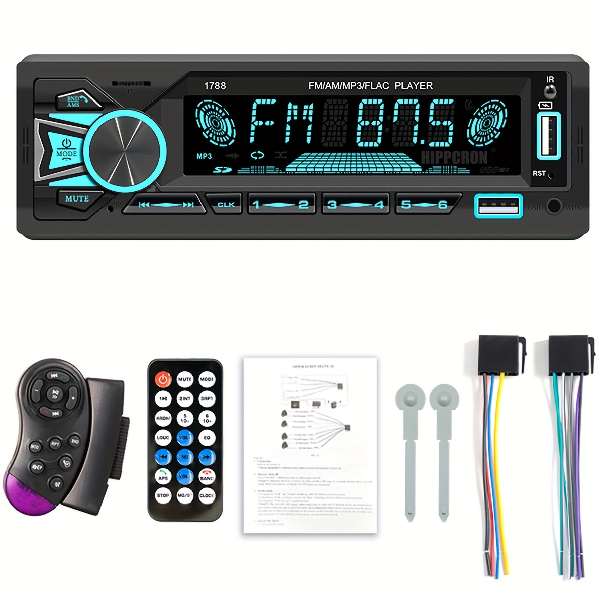 Bluetooth 5.0 Car Radio, Avylet 7 LED Colors Car Stereo Handsfree Calling  Stereo & Clock, FM Radio USB/AUX in/MP3/SD MP3 Player Wireless Remote  Control