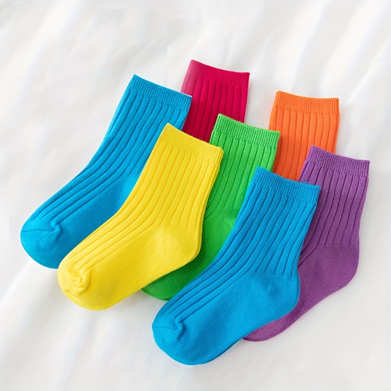 Kids Rainbow Crew Socks in Blue