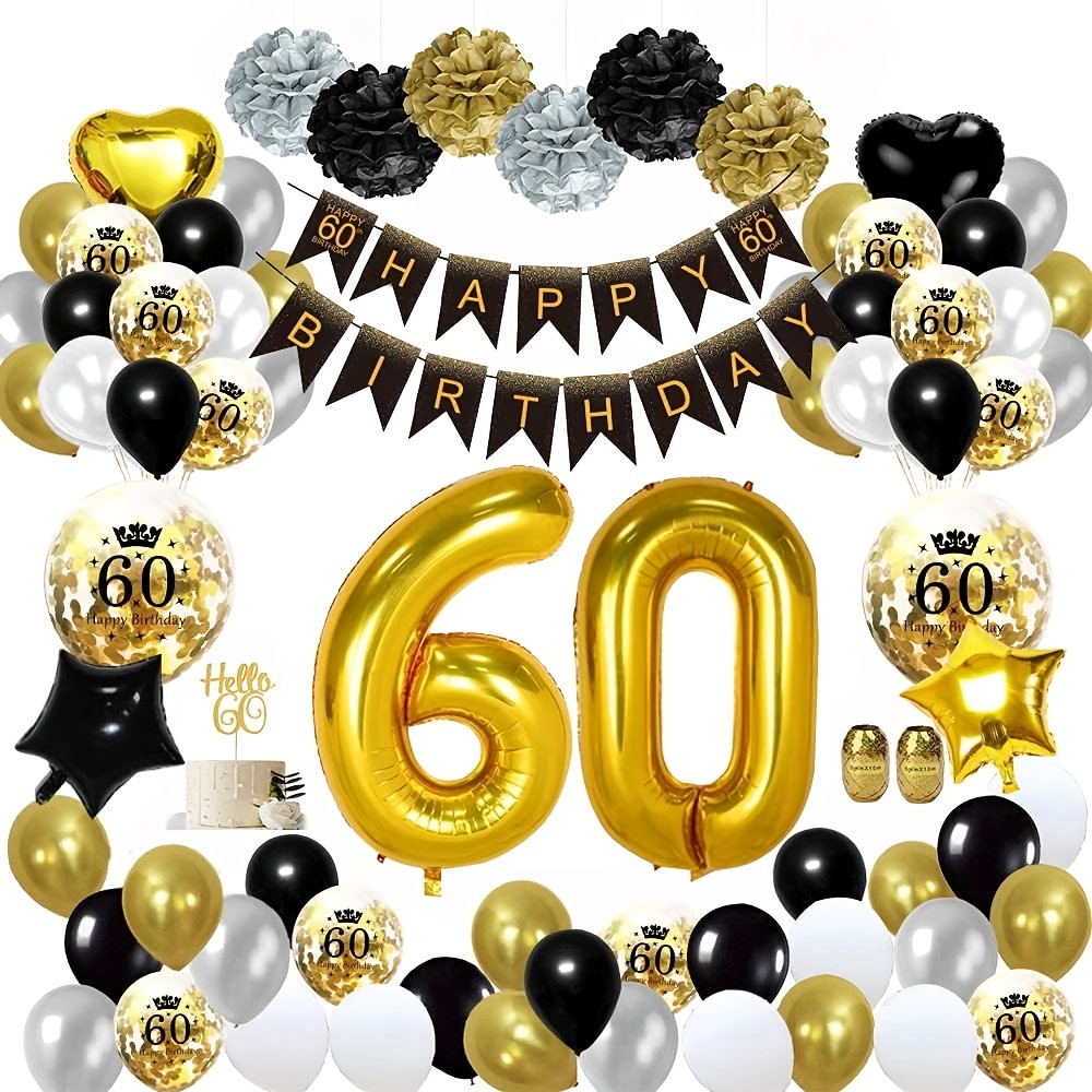 Ensemble Kit De Ballons 60e Anniversaire Décorations De Fête