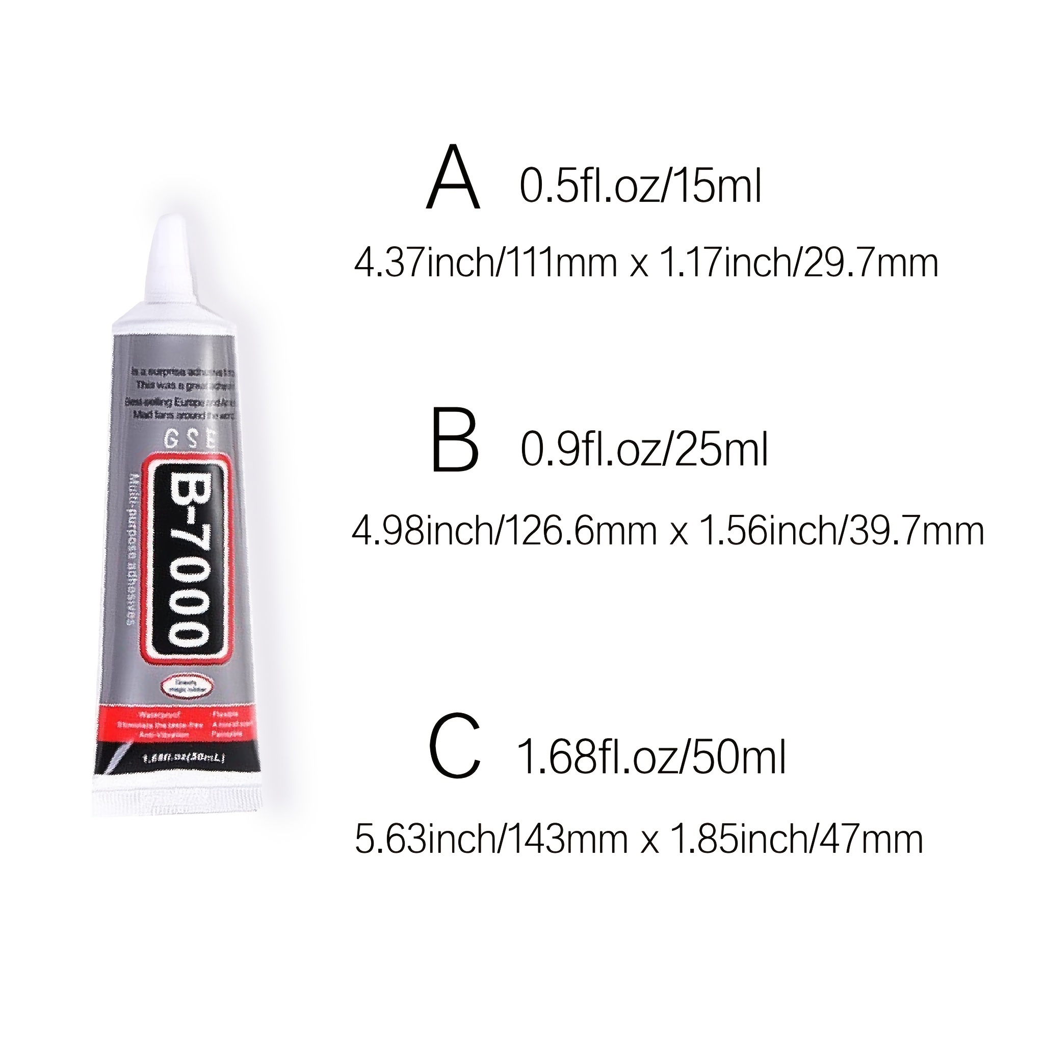 B-7000 Adhesive Multi-Function Glues Paste Adhesive in for DIY Craft Glass,  Wooden, Manicure, Phone Repair Jewelry Making Supplies (3x3ml)