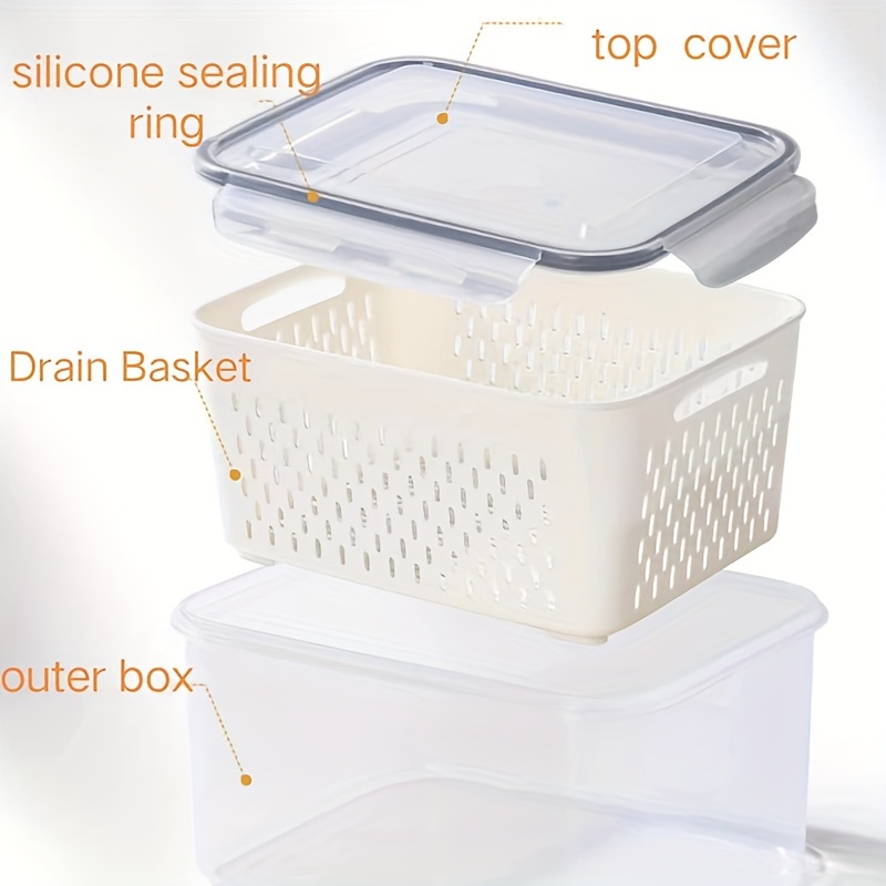 1pc Household Kitchen Restaurant Food Fruit Vegetable Dried Fruit Sealed  Preservation Box Storage Freezer Container