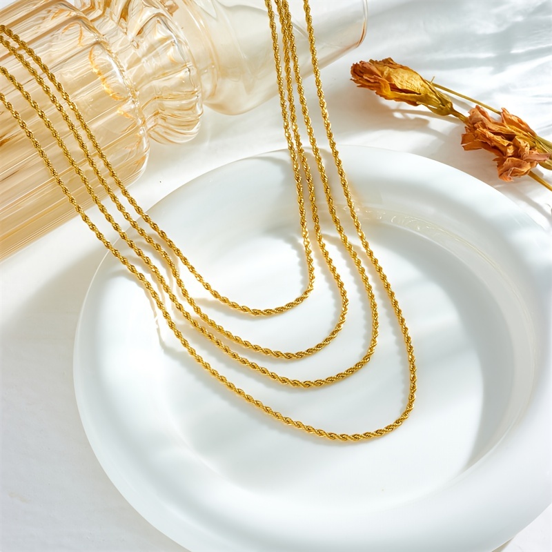 Minimalist Stainless Steel 4 layer Chain Necklace Men Women Temu