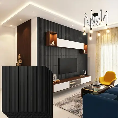  Art3d Paneles de pared 3D negros con texturas decorativas de PVC  para decoración de pared interior, decoración de pared negra, paquete de 12  azulejos de 32 pies cuadrados : Herramientas y