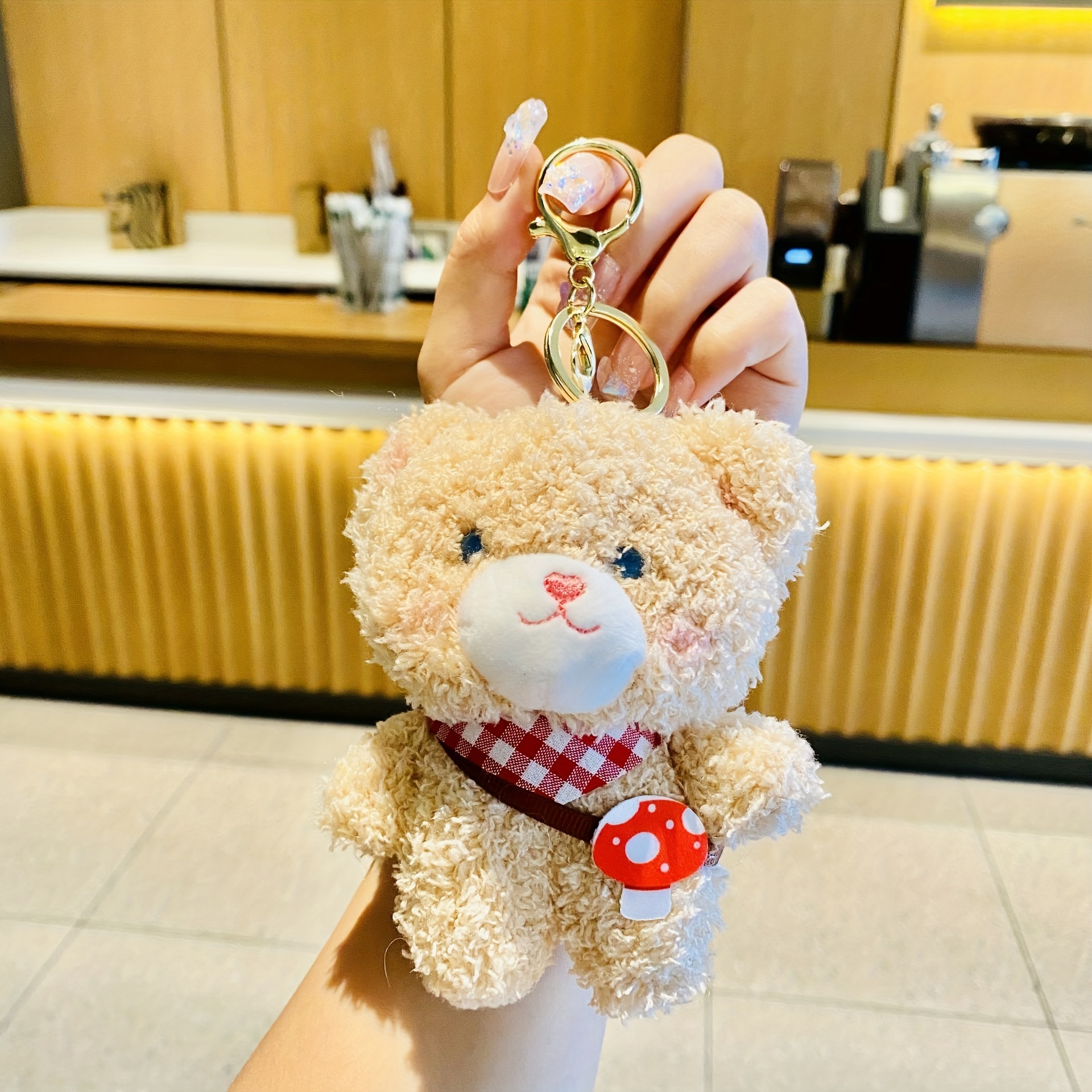 Cartoon Bear/rabbit Doll Keychain Cute Fuzzy Animal Toy Key Ring Purse Bag  Backpack Car Charm Boys Girls Children's Day Gift - Temu