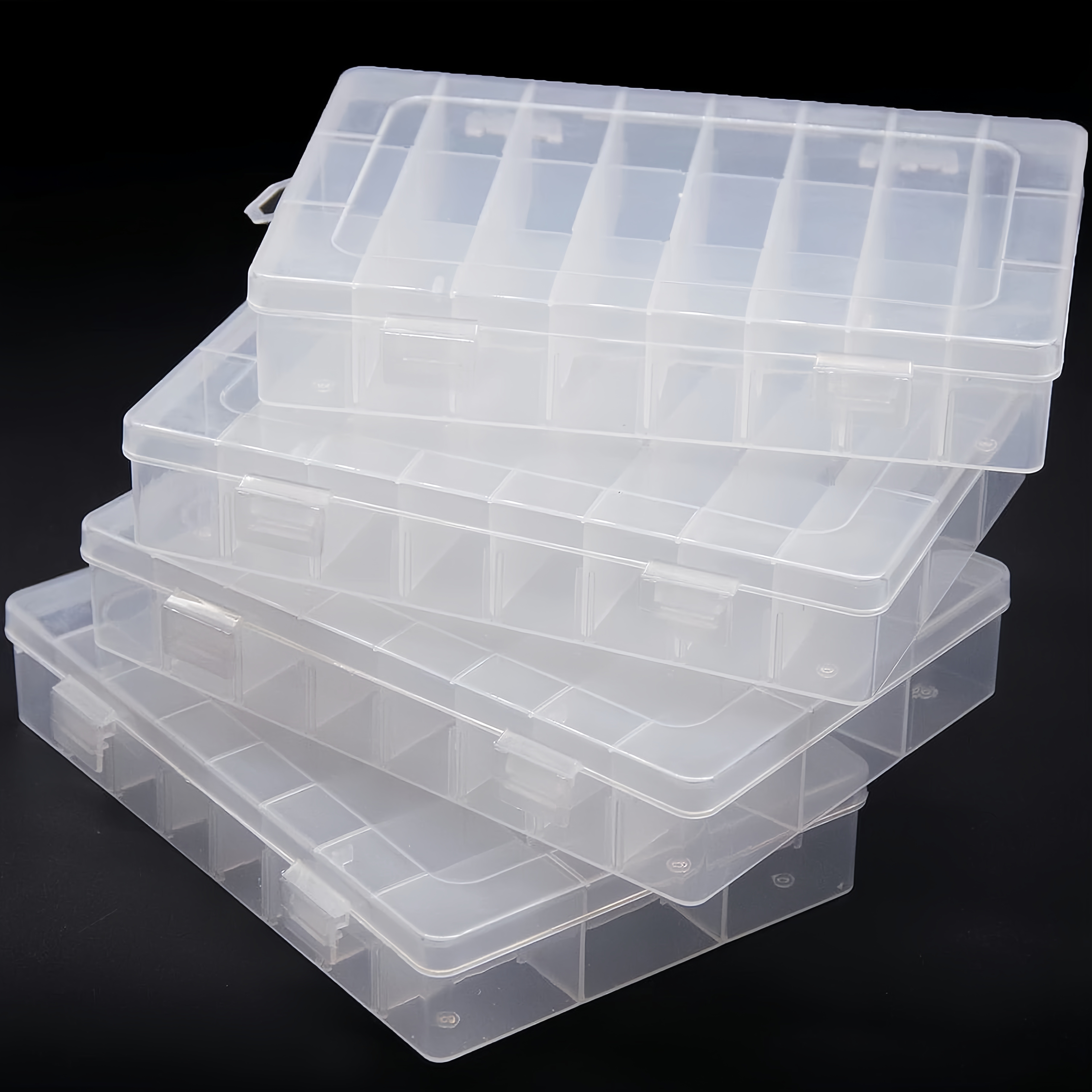 Caja organizadora de plástico duro transparente de 24 rejillas con  divisores extraíbles-- BANYUO Electrónica