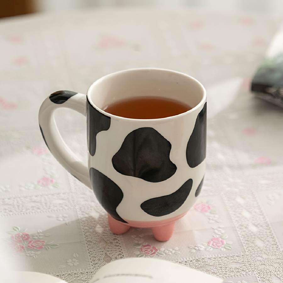 

1pc, Funny Cow Print Coffee Mug, Ceramic Coffee Cups, Water Cups, Summer Winter Drinkware, Gifts