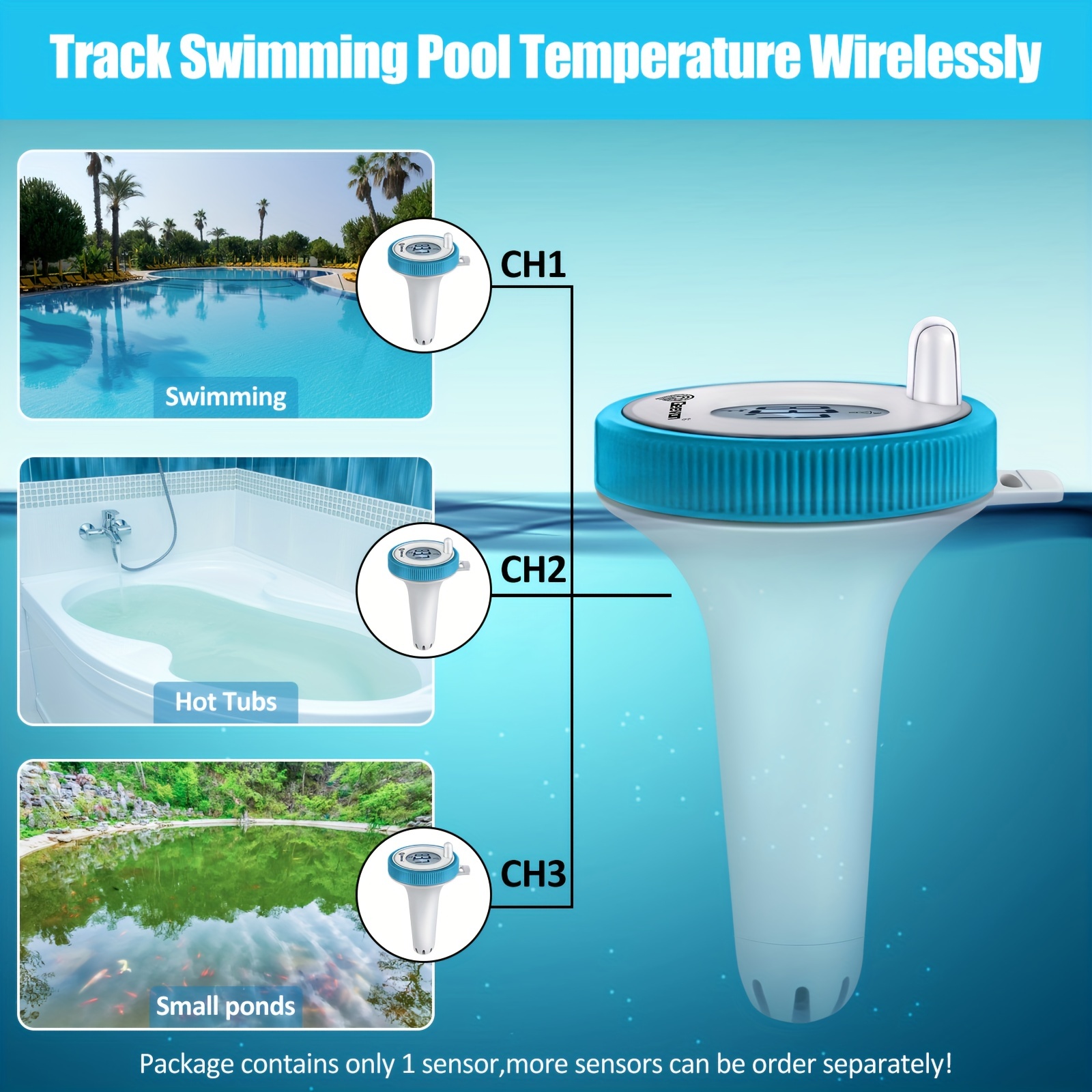Thermomètre numérique flottant pour piscine, équipement d