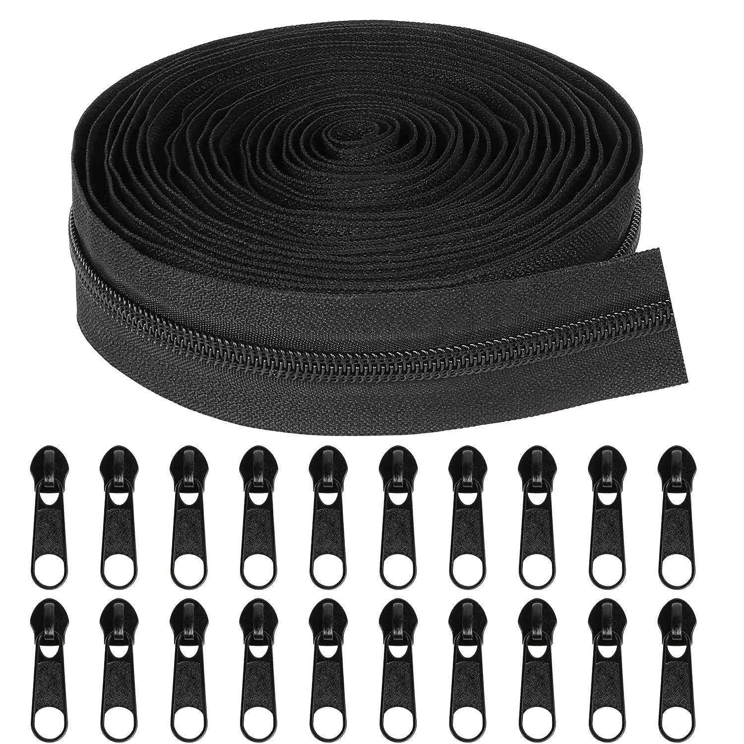YaHoGa #10 Large Plastic Zipper by The Yard Bulk 5 Yards with 10pcs Long Sliders for DIY Sewing Tailor Crafts Bags Tents Clothing (5 Yards)