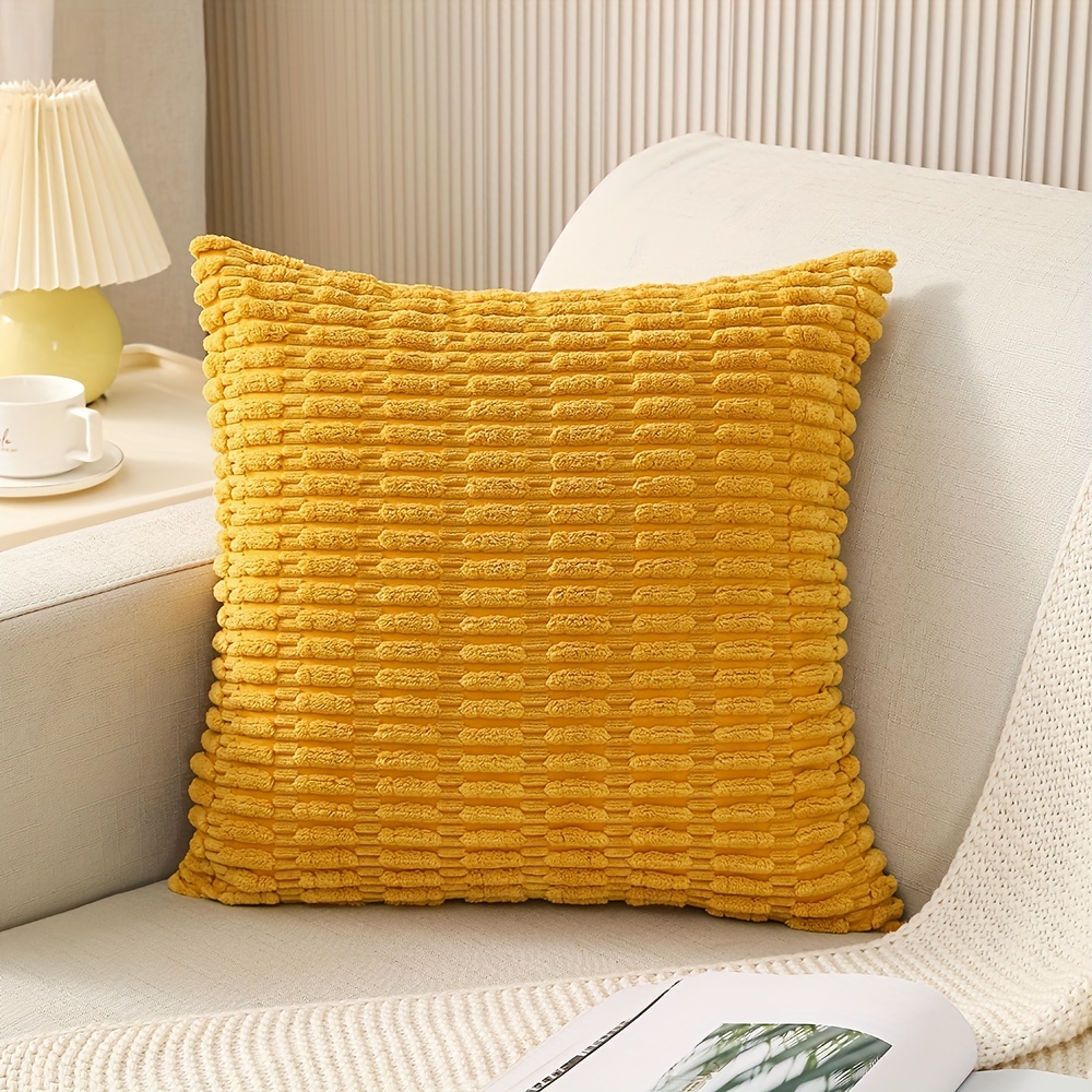 Throw Pillow With Corduroy Pillow Covers Pillow Inserts, Soft Boho Striped Throw  Pillows, Modern Farmhouse Sofa Living Room Couch Bed Home Decor, Yellow -  Temu