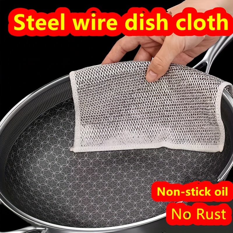 Daiosportswear Silvr Wire Rag Cleaning Cloth Non-stick Oil Rag Kitchen  Stove Dishwashing Pot Cleaning Cloth 