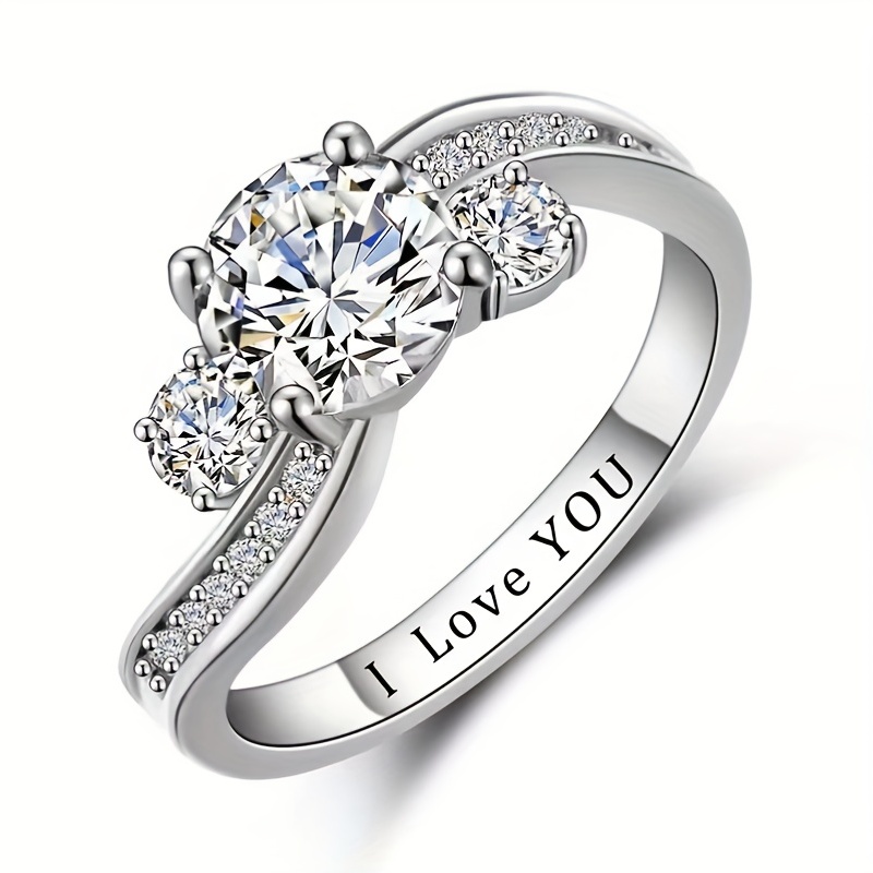Round Cut Zircon Ring, Promise Engagement Wedding Gift