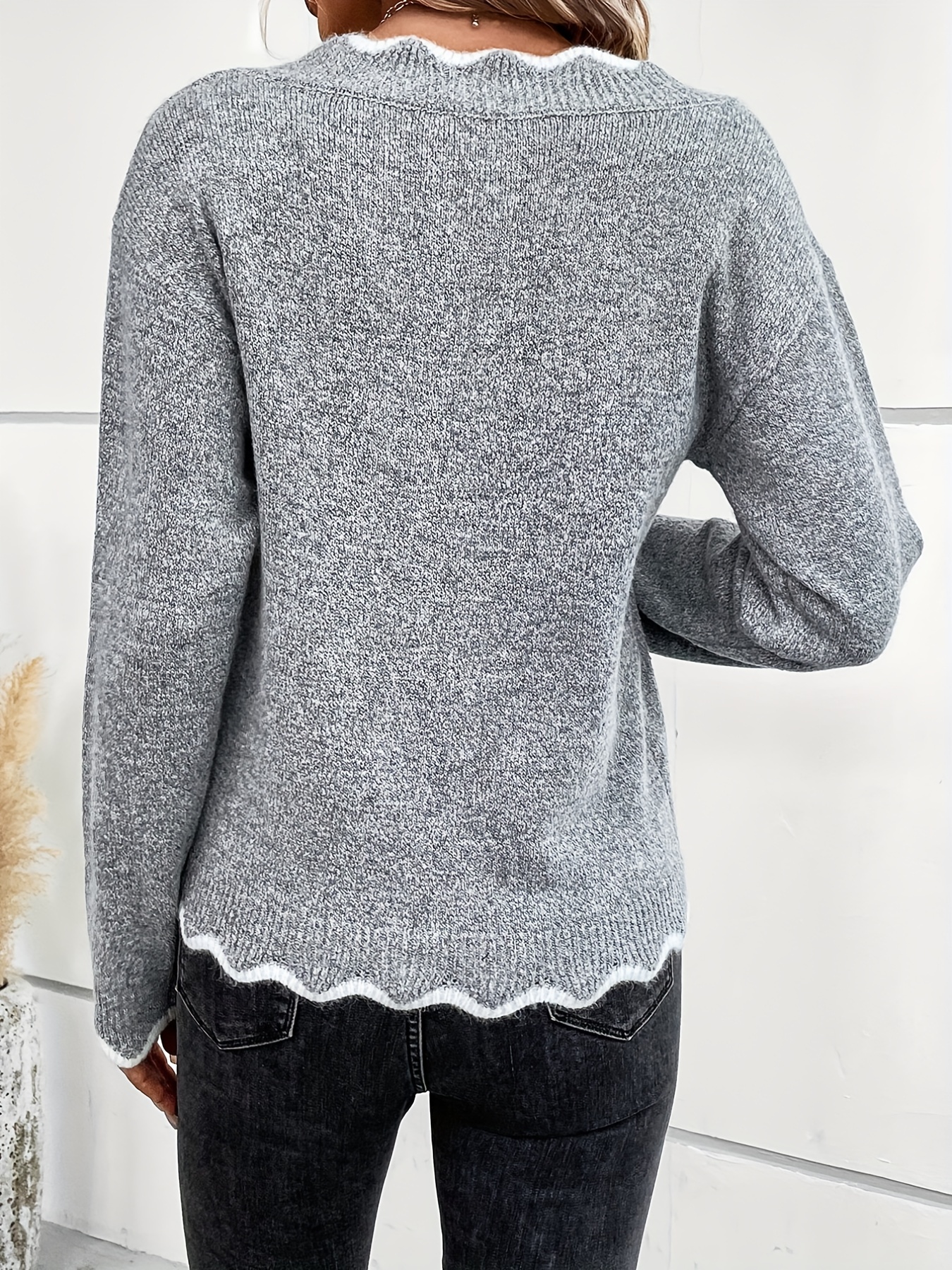 Velvet Scallop Knit Sweater