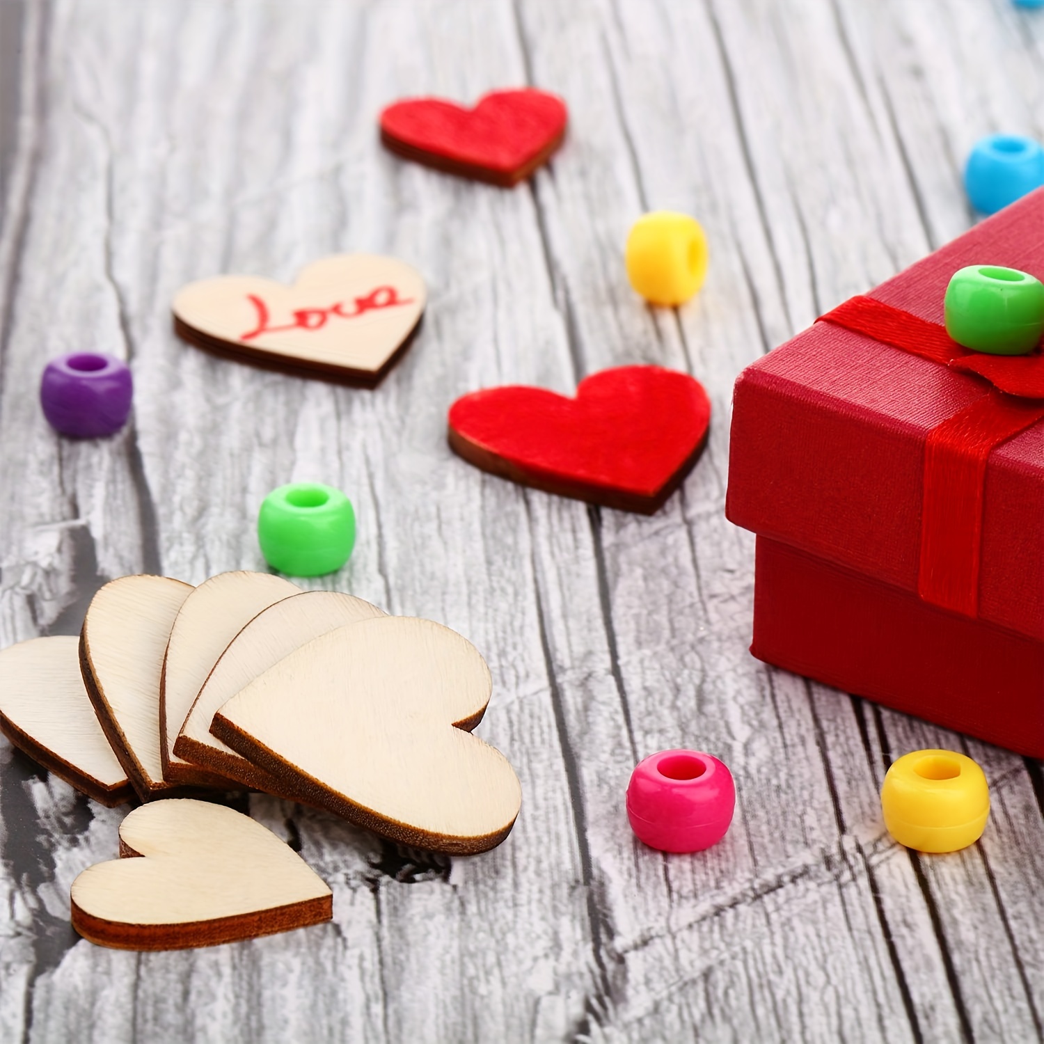  20Pcs 5 Wooden Hearts for Crafts, Wood Predrilled