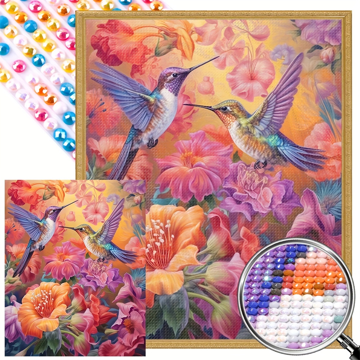 Hummingbird Diamond Paintings On Flowers - Temu