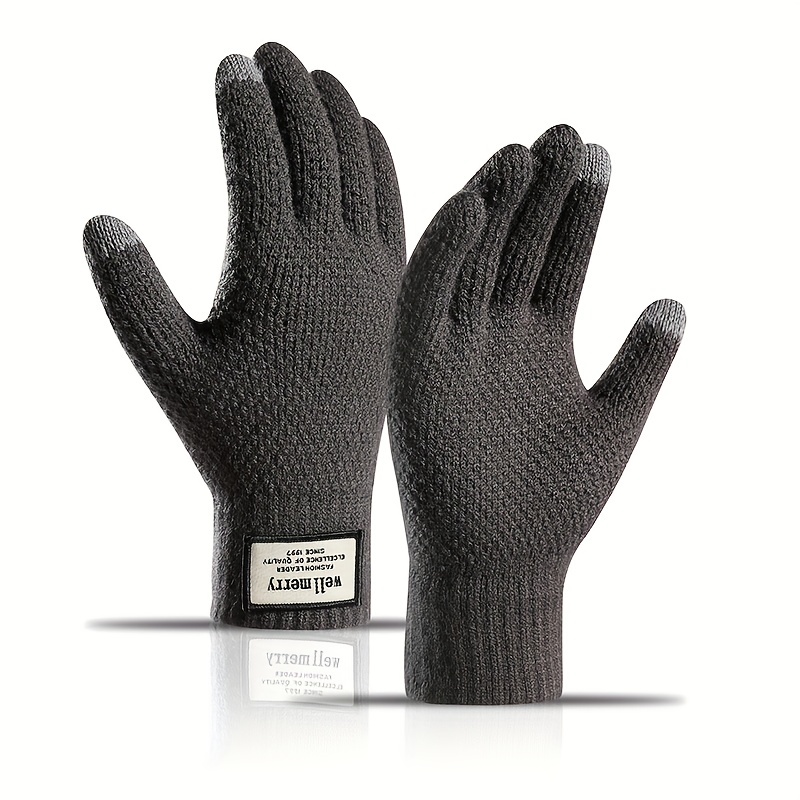 Men's Knitted Gloves Extra Thick Wool Gloves Touch Screen - Temu