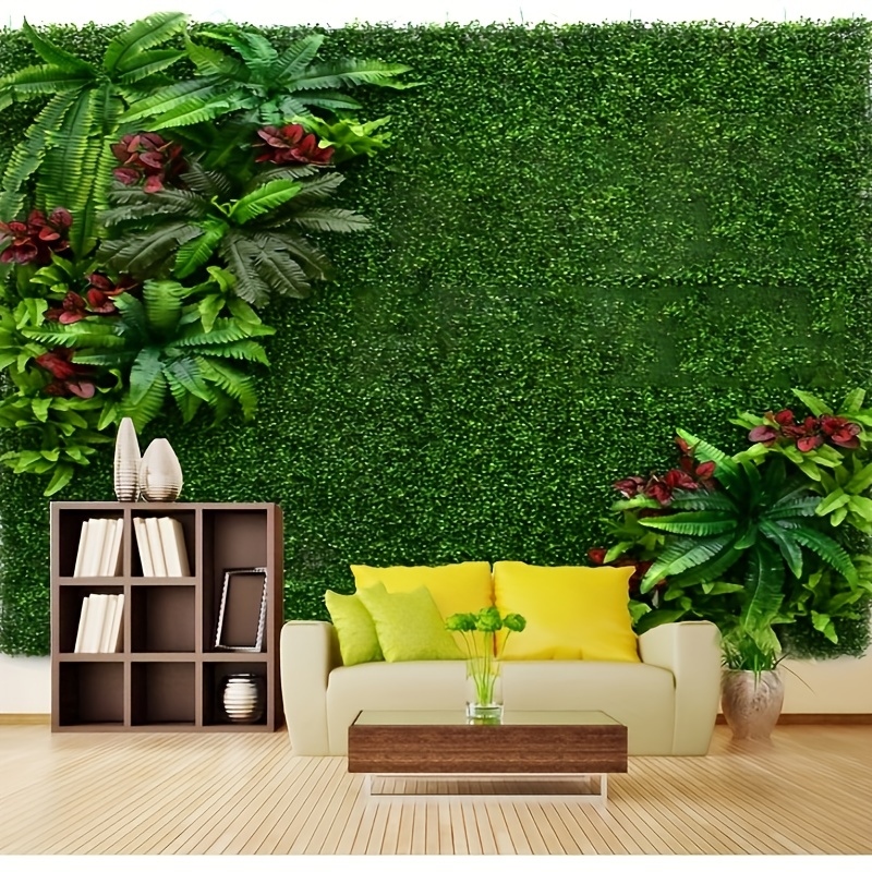20pcs Plantes Artificielles Herbe Verte Mur Toile de fond Fleur Pour  Mariage Boxwood Hedge Panels Jardin Extérieur Mur Décor Fausse Herbe