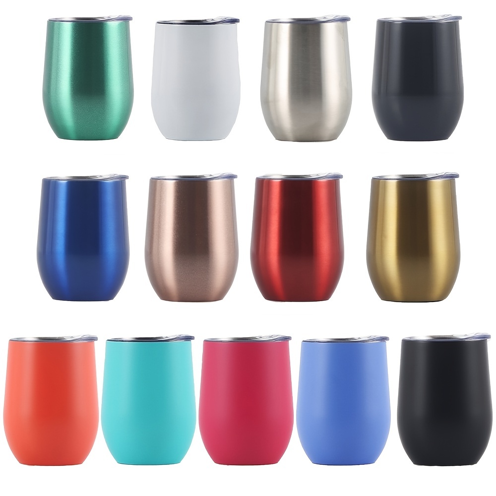 6oz Wine Tumbler Stainless Steel Stemless Egg Shape Tumbler Beer Mug Double Insulated  Champagne Flutes Christmas