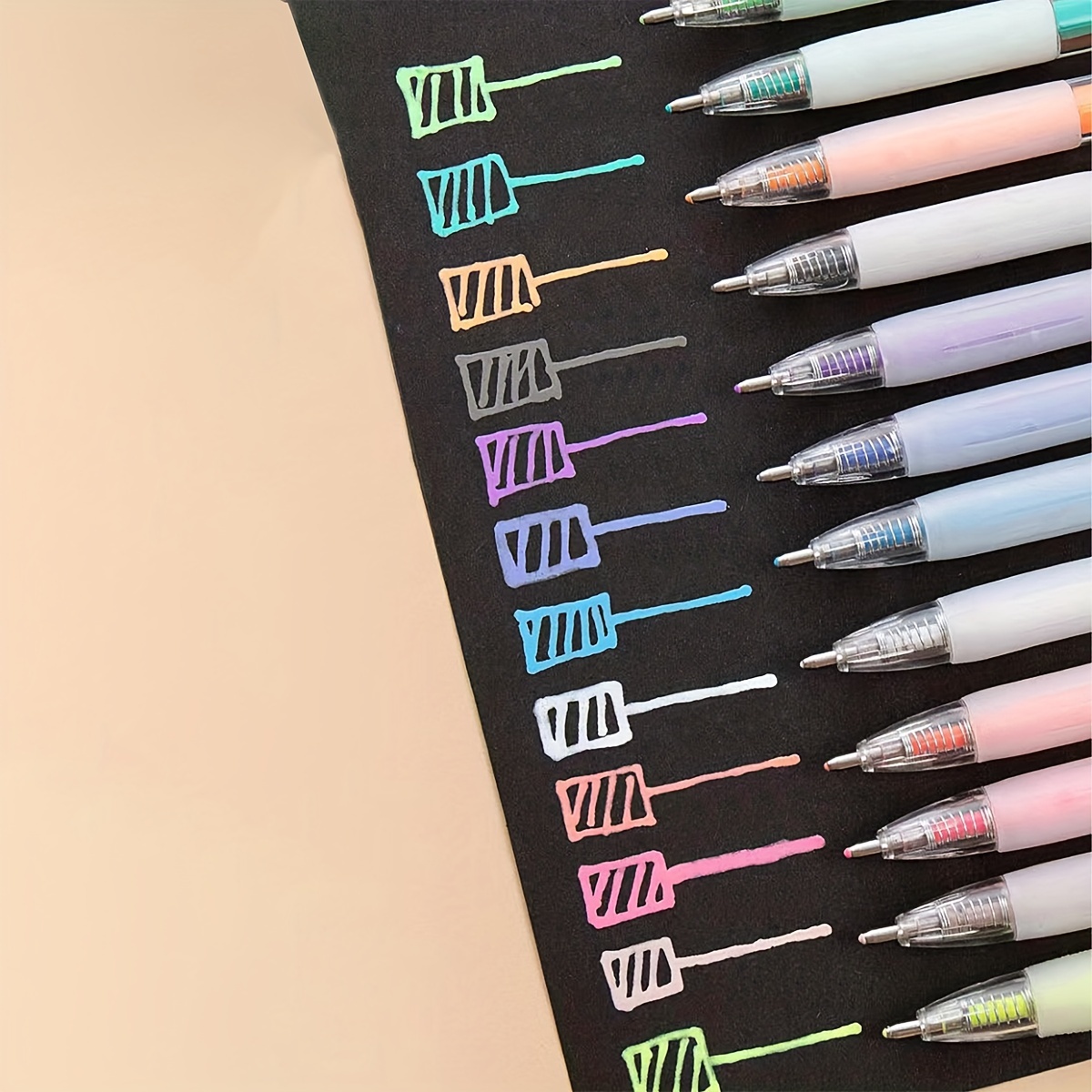 SMOOTHERPRO Glitter Retractable Gel Pens 12 Colors Metallic