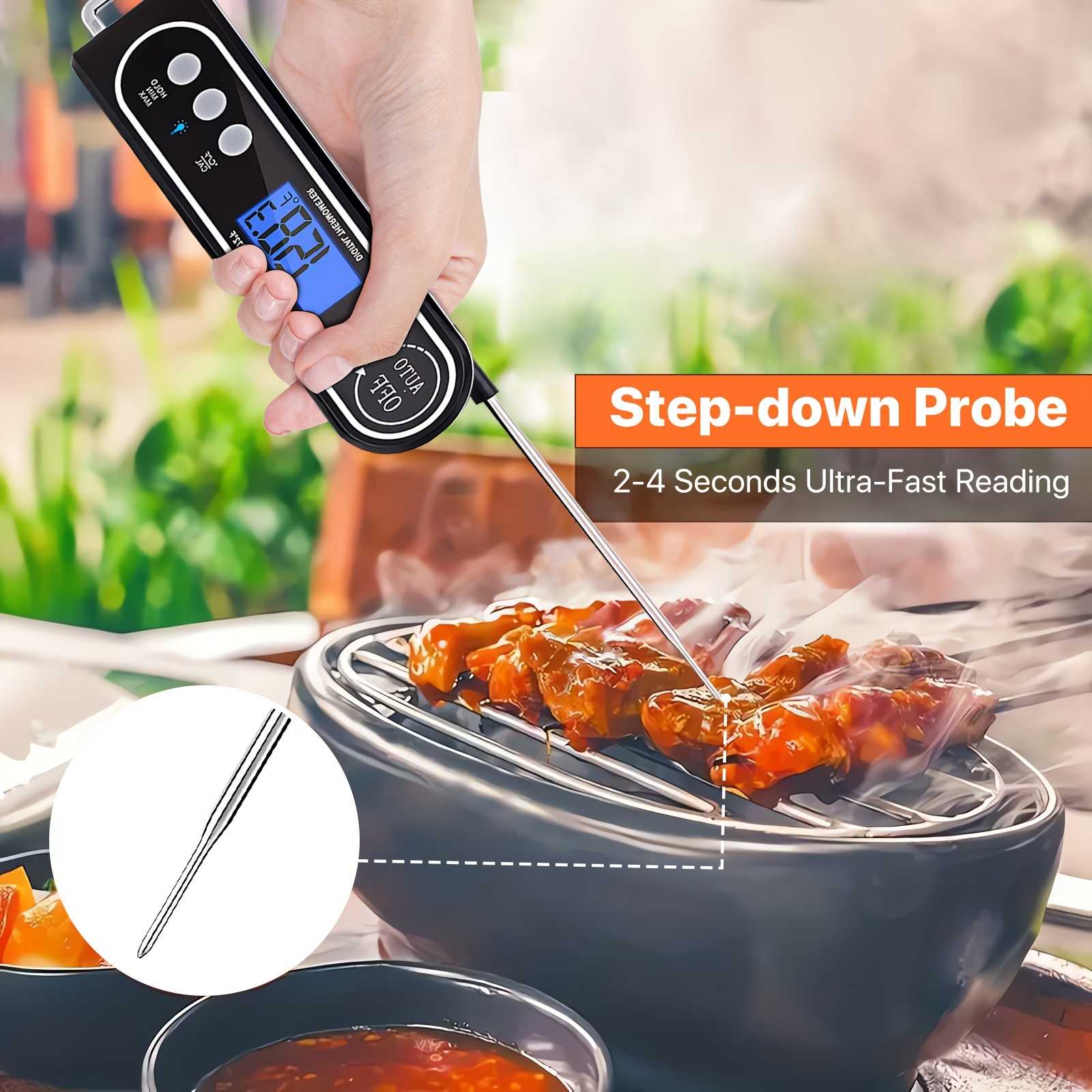 Waterproof Digital Instant Reading Thermometer, Ultra-fast Thermometer,  With Folding Probe Calibration Function, Used For Cooking Baked Goods,  Barbecue Grills, Laboratory Temperature Measurement - Temu