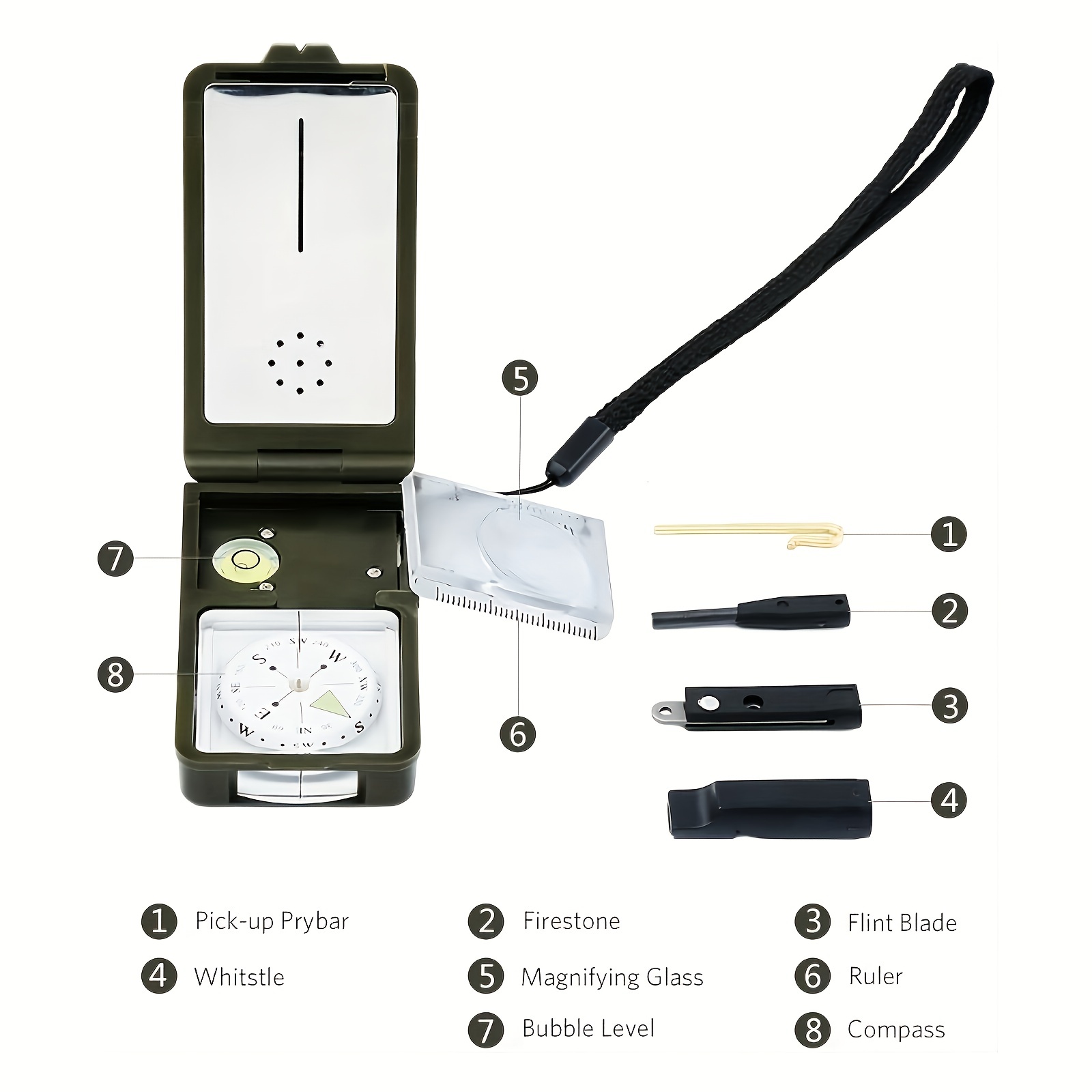 Dropship Portable Multifunctional Compass; Whistle; Thermometer; Suitable  For Outdoor Camping; Survival Gear to Sell Online at a Lower Price