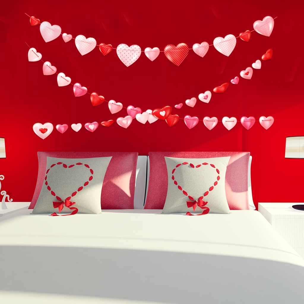 Room Decor Valentines Day Heart Flag - Temu