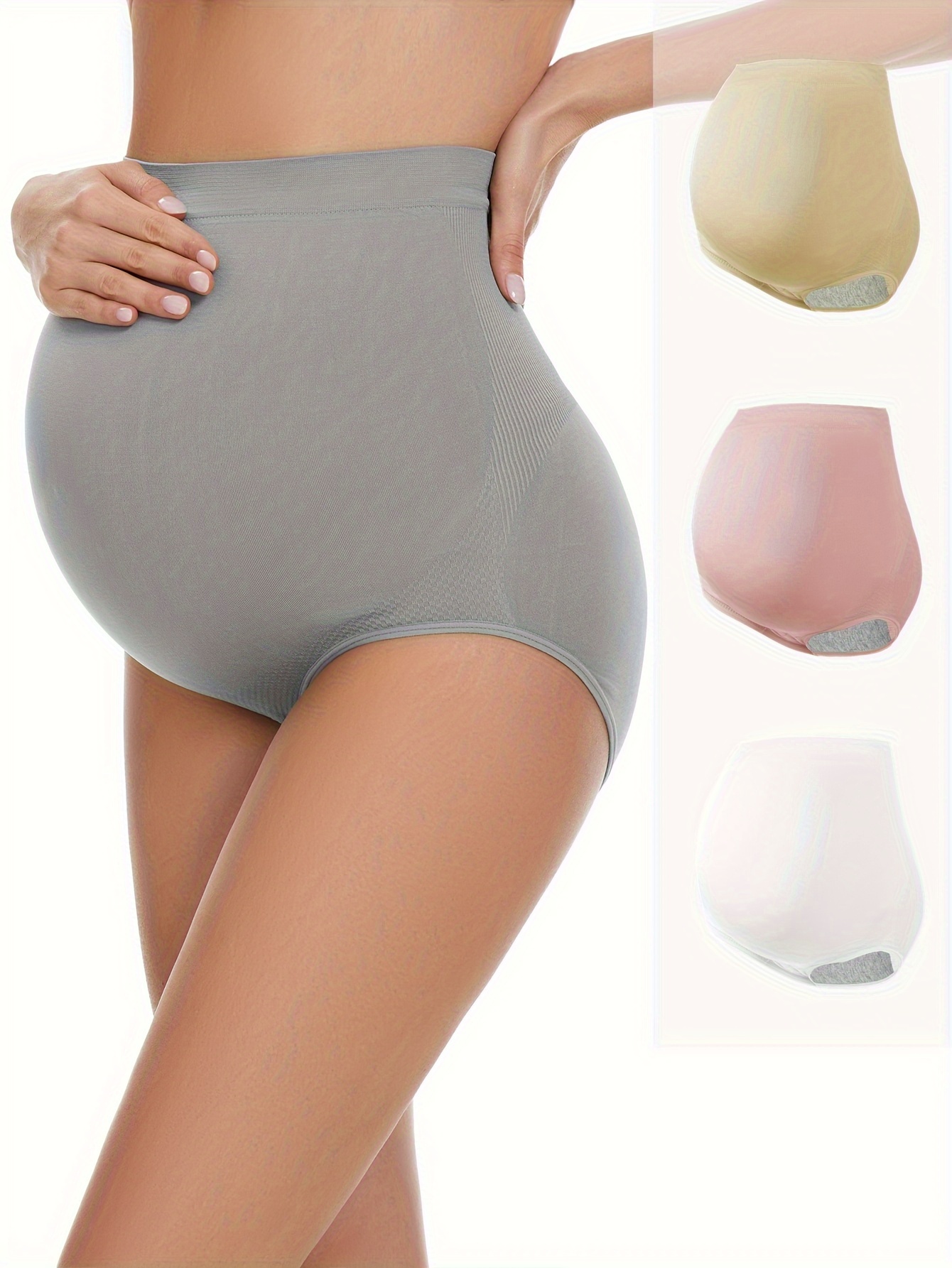Women's Maternity Solid Underwear Slightly Stretchy Boxer - Temu